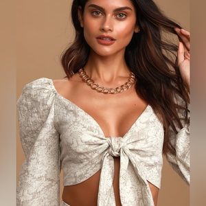 WILLOW Jacquard Tie Crop Top